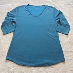 Seg’ments Light Blue 3/4 Sleeve Pullover Top Size Large